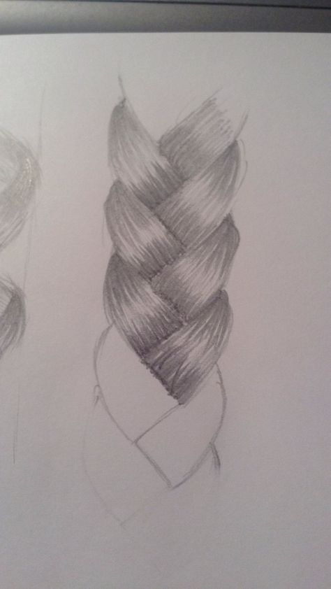 Plait Hair Drawing, How To Draw Plaits, Hair Braid Drawing, Drawing Hair Braid, Hair References Drawing, Braid Drawing, Warrior Braid, How To Draw Braids, Drawing Room Interior Design