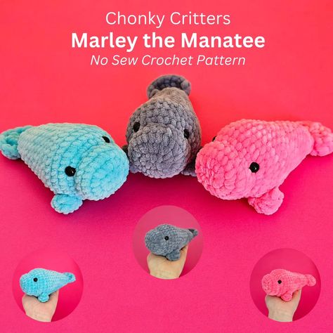 Crochet Manatee Pattern, Crochet Manatee Pattern Free, No Sew Stuffed Animals Diy, Manatee Crochet Pattern Free, Easy Crochet Animals Free Patterns, Crochet Patterns Stuffed Animals, Animal Crochet Patterns Free, Crochet Manatee, Soft Plushies