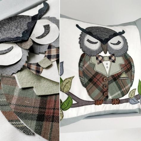 "Meet Barny Owl, a very smart appliqué character cushion. Easy to follow sewing instructions and full size printable templates. Make the perfect gift from your fabric stash and share some woodland love 🌳🦉" Owl Sewing Patterns, Sew Pillows, Patchwork Cushions, Owl Sewing, Free Applique Patterns, Pillows Ideas, Country Pillows, Applique Cushions, Owl Applique