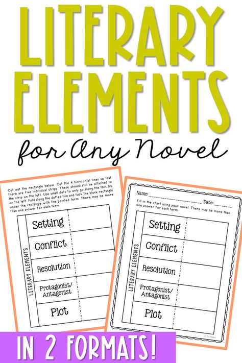 Free Literary Elements Activity for Any Novel Unit Literary Elements Activities, Literary Elements, Interactive Notebook Activities, Language Arts Classroom, Upper Elementary Classroom, 2nd Grade Reading, Middle School Classroom, Teaching Activities, Novel Studies