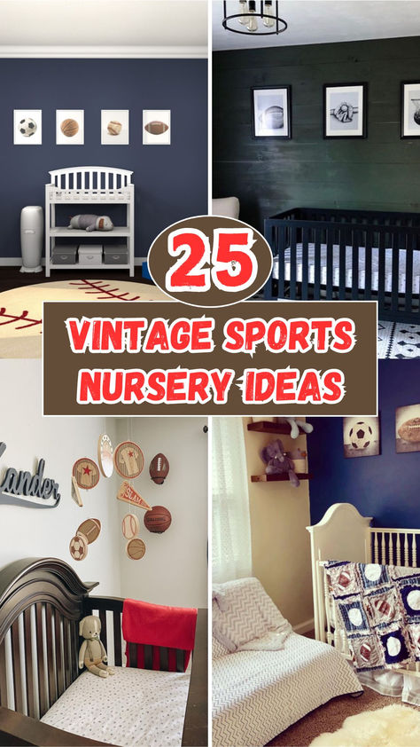 Baby Boy Sports Nursery Room Ideas, Sport Nursery Ideas Boy, Neutral Sports Nursery, Sport Bedroom Ideas Boys, Sports Themed Nursery For Boys, Baby Boy Baseball Nursery, Sports Nursery Ideas, Sports Toddler Room, Sport Themed Nursery