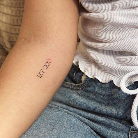 Small Tattoos For Women With Meaning God, Tattoo About God Meaningful, Dainty God Tattoos, God Related Tattoos Women, Sticker Tattoo Placement Ideas, Make Heaven Crowded Tattoo, Let God Tattoos For Women, Let Go And Let God Tattoos For Women, God Over Everything Tattoo