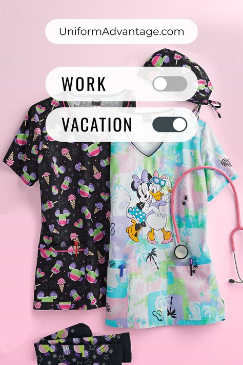 Workdays can be long and grueling, especially for those in the medical field. It's time to put some joy back into your day-to-day scrubs! Our range of Cartoon and Disney Print Scrubs are not only comfortable and durable but also beautifully cheerful. Perfect for pediatric and general nursing, these scrubs are sure to bring a smile to both the wearer and their patients. Check out our stunning range of scrubs — they could just be the pick-me-up you need during those tough shifts. Fun Scrubs, Disney Scrubs, Cartoon Disney, Uniform Advantage, Disney Print, Nurse Uniform, Scrubs Nursing, Nail Jewelry, Medical Field