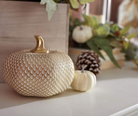 5" Gold Carved Resin Pumpkin | Big Lots Thanksgiving Dec, Elegant Fall Decor, Resin Pumpkin, Modern Fall Decor, Dollar Tree Pumpkins, Pumpkin Topiary, Gold Pumpkins, Autumn Display, Fall Thanksgiving Decor