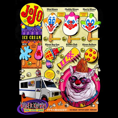 Killer Klowns From Outer Space Art, Space Movie Posters, Clown Pics, Killer Klowns From Outer Space, Outer Space Art, Horror Cartoon, Scary Movie Characters, Horror Movie Icons, Cute Clown