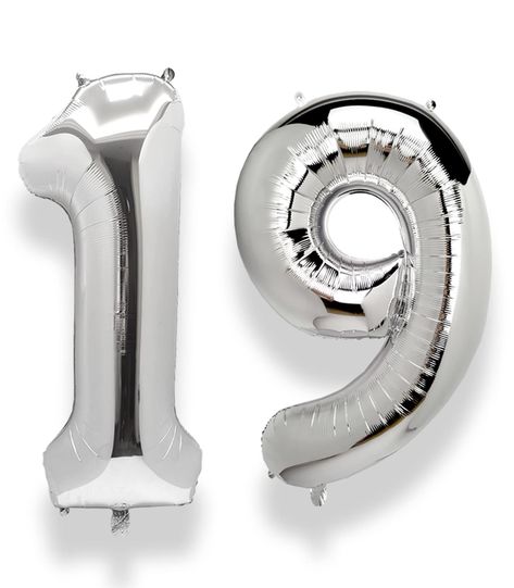 Silver 19 Balloons, 19 Number Design, 19 Birthday Balloons, 19 Balloons, 19th Birthday Party, Happy Birthday 19, Balloon Numbers, Happy 19th Birthday, 19th Anniversary