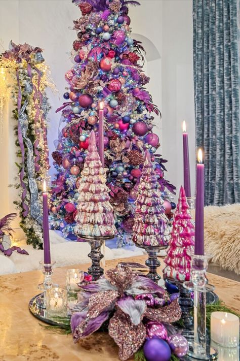 Purple Color Palette, Purple Color Palettes, Christmas Apartment, Gold Christmas Decorations, Whimsical Wonderland, Purple Christmas, Christmas Inspo, Magenta Pink, Holiday Looks