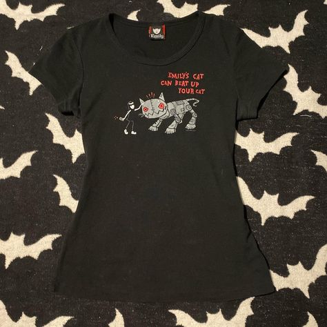 ☆ Emily the Strange tee ☆  ☆ 2004 tag☆ ☆ Size L ☆ ☆... - Depop Emily The Strange Clothes, Goth 2000s, Clothes Board, Emily The Strange, Fall Stuff, Crazy Outfits, Weird Fashion, 2000s Fashion Outfits, Big Clothes