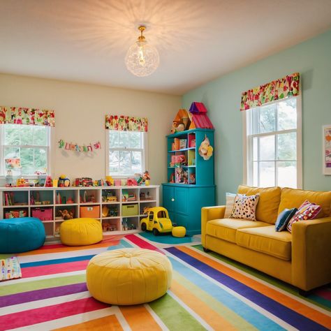 Colourful Playroom, Playroom Colorful, Small Playroom, Kids Rooms Inspo, Colorful Playroom, Creative Storage, Inspire Creativity, Kids Playroom, Kids Rooms