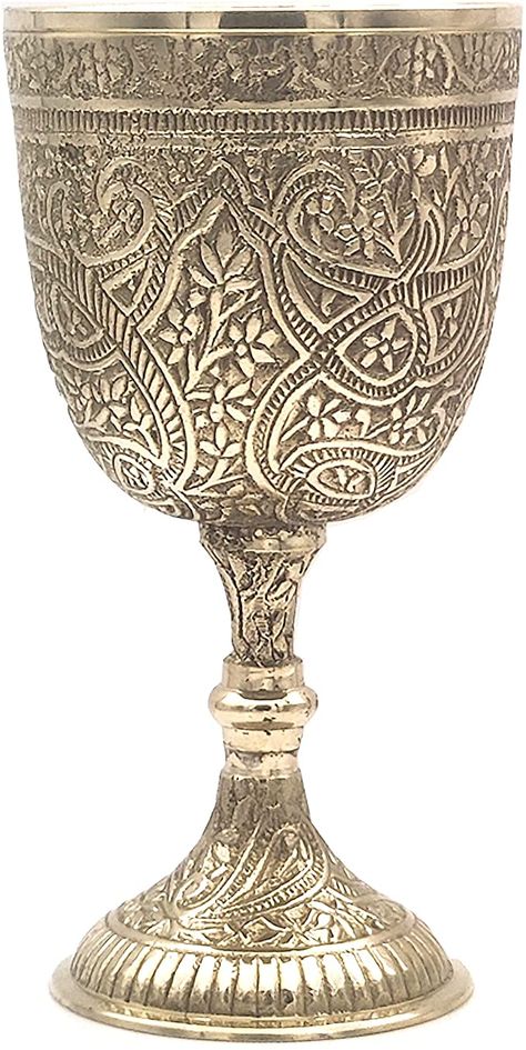 Amazon.com | Brass Embossed Vintage Chalice Goblet Embossed King Arthur Chalice Medieval Decor Gothic Goblet Pack of 1 (250ml) (Brass): Goblets & Chalices Chalice Aesthetic, Narnia Props, Goblet Drawing, Goblet Tattoo, Medieval Chalice, Medieval Cup, Medieval Goblet, Chalice Tattoo, Dungeon Design