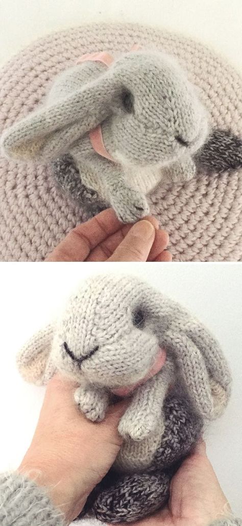 Lop Rabbit, Rabbit Knitting Pattern, Grey Rabbit, Holland Lop, Easy Knitting Projects, Animal Knitting Patterns, Classic Grey, Quick Knits, Dress Tutorials