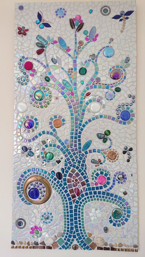 Mosaic Fairy House, Fairy Mosaic, Abstract Mosaic Art, Faraway Tree, Tile Mosaics, Garden Tiles, Mosaic Garden Art, Bottle Tree, Mosaic Art Projects