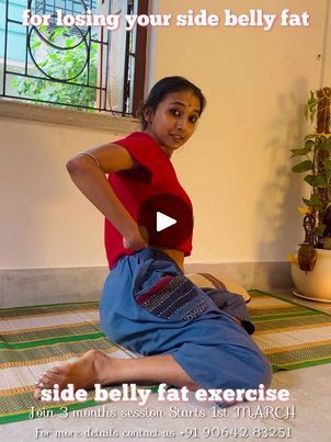 Want to reduce your side belly fat 😍 | Want to reduce your side belly fat 😍 #yoga #health #healthy #yogi #flexibility #bellyfat | By RaaiKotha | Namaskar my all Shakti Gigsol.
Today I will show you some of belly fat reduce exercises. Now
stay with me for five minutes and those are suffering from
side belly fat, medial belly fat. For those I will show you
seven exercises. Everyday practice these at your home. Ah
at least 30 minutes. Now follow my exercises. What's the first
exercise? First sit very comfortably with both legs
folded. Do not put any pressure on the body. Now start
exercises twist your body right and again left and feel the
stress on your side belly. Again do the right side. Feel
the stress on your side belly. Left side. Six I Look back
always. 7, very simple. Just twist you How To Reduce Side Belly, Reduce Side Fat Exercise, Yoga To Reduce Belly Fat Exercise, Side Belly Fat Workout, Belly Fat Reduce Exercise, Reduce Belly Fat Workout, Fat Yoga, Side Fat, Stay With Me