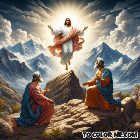 Supernatural Sight: Jesus’ Transfiguration Coloring Pages - https://www.tocolorme.com/?p=28807&utm_source=SocialAutoPoster&utm_medium=Social&utm_campaign=Pinterest Transfiguration Of Jesus, Peter James, Liturgical Seasons, The Transfiguration, His Clothes, Faith Formation, High Mountain, Bride Of Christ, Spiritual Power