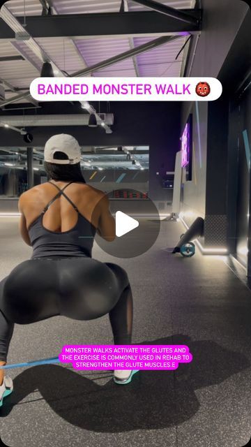 Coach Cherry - Fit Thick Coach on Instagram: "Monster Walk 👹  This exercise will get your glutes activated and fired up🍑🔥 It is a common exercise used in rehabilitation from injuries. Strengthening the glutes will help reduce many exercise related injuries because being the largest muscle in the body they can help you lift heavier. All the more reason to build a solid pair of glutes 🍑💪🏾✨ —— Link in bio to sign up for my next 1-1 coaching spot 🗓️ - Personalised meal plan - Personalised workout plan - Weekly check-ins" Buns Workout Glutes, Monster Walks Exercise, Exercises For Buttocks For Women, Get Thick Meal Plan, How To Lift Your Buttocks, Squats For Bigger But, Brazilian Buttlift Workout, Upper Buttock Exercise, Building Glutes