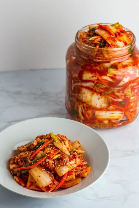 Kimchi Recipe Ideas, Kimchi Soup Recipe, Pixie Nails, Kimchi Recipes, Kimchi Soup, Cabbage Kimchi, Korean Vegan, Vegan Kimchi, Fermented Kimchi