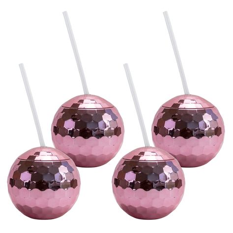 PRICES MAY VARY. [INCLUDES] 4 Silver/Pink/Gold reusable drinking tumblers with straws and lids in disco ball cups design [MEASURES] 4.2 inch wide, 4 inch tall, straw 9 inch long with a stopper, can contain 19 oz of your favorite liquids. BPA Free, hand wash only [UNIQUE] flashy shiny disco ball cups instantly wows your guests and brings your party up to the next level [DECORATE] any occasion or party – Disco Retro themed, Bachelorette, Birthdays, Bridal Shower, New Years Eve, Christmas, Weddings Disco Ball Cups, Bachelorette Disco, Disco Ball Cup, Taylor Swift Birthday Party Ideas, Sweet Sixteen Birthday Party Ideas, 21st Bday Ideas, Birthday Plans, Painting Birthday, Cocktail Cup