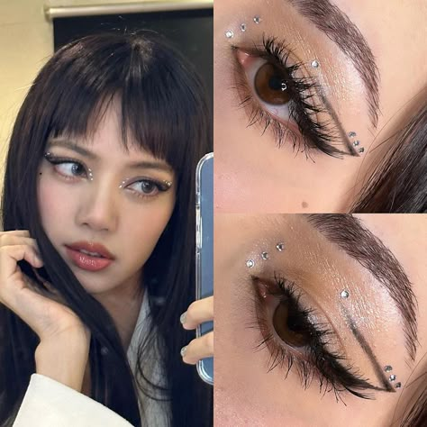 Blackpink Makeup Concert, Itzy Makeup Look, Stray Kids Concert Makeup, Lisa Eye Makeup, Ateez Concert Makeup, Lisa Eyeliner, Lisa Makeup Look, Blackpink Lisa Makeup, Lisa Blackpink Makeup