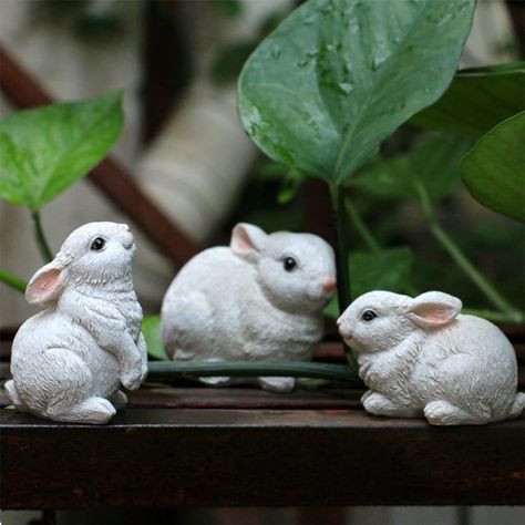 Amazon.com: Resin Rabbit Ornament, Micro Landscape Decoration, Easter Bunnies Statue, Moss Landscape DIY Terrarium Ornaments, Bunny Figurine for Patio/Plant Flower Pots : Patio, Lawn & Garden Miniature Rabbits, Bunny Statue, Rabbit Garden, Lawn Ornament, Ceramic Bunny, White Rabbits, Bunny Figurine, Rabbit Figurine, Creative Co Op