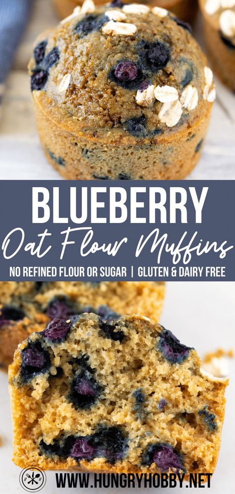 Oat Flour Blueberry Muffins, Oat Flour Banana Muffins, Oat Flour Muffins, Gf Muffins, Blueberry Oat Muffins, Oat Flour Recipes, Blueberry Oatmeal Muffins, Healthy Blueberry Muffins, Moist Muffins