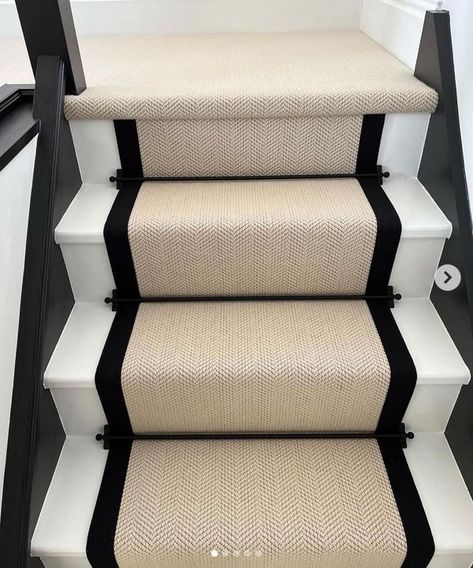 Ikea tips, hacks and more! | I’m thinking about having a stair runner fitted similar to this (without the back woodwork) | Facebook Black And White Stairs, Black Staircase, Entrance Hall Decor, Poppy Lane, Entryway Stairs, Victorian Hallway, Staircase Runner, Contemporary Decor Living Room, Flooring For Stairs