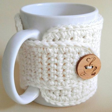 Mug Cozy Pattern, Crochet Cup Coaster, Crochet Mug Cozy, Crochet Mug, Crochet Coffee Cozy, Crochet Cup Cozy, Cozy Crochet Patterns, Crochet Cozy, Mug Cozy