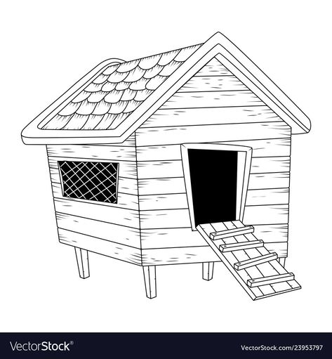 Hen Coop, Chicken Vector, Poultry House, House Cartoon, Cartoon Chicken, Basic Drawing, Chicken House, Farm Theme