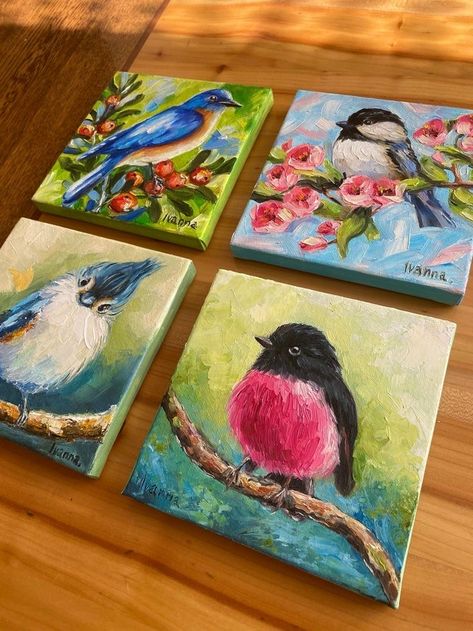 Acrylic Painting On Small Canvas, Small Oil Painting Ideas, Acrylic Bird Paintings On Canvas, Acrylic Bird Painting, Canvas Art Painting Abstract, Bird Paintings On Canvas, Acrylic Painting Inspiration, Bird Paintings, Art Painting Gallery