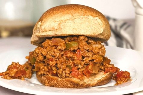 Low Sodium Sloppy Joes Recipe (No Salt Added) - LowSoRecipes Low Sodium Sloppy Joes, Low Sodium Sloppy Joe Recipe, Low Sodium Ground Beef Recipes Healthy, No Salt Recipes Meals, Low Sodium Freezer Meals, Low Sodium Ground Beef Recipes, Low Sodium Meals Easy, Low Sodium Beef Stew, Meal Board