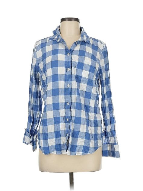 J.Crew Factory Store 3/4 Sleeve Button Down Shirt Size: Medium Tops - used. 100% COTTON, Checkered/Gingham | J.Crew Factory Store 3/4 Sleeve Button Down Shirt: Blue Checkered/Gingham Tops - Size Medium Gingham Tops, Blue Checkered, Checkered Shirt, Check Shirt, J Crew Factory, Gingham, Button Downs, J Crew, Button Down Shirt