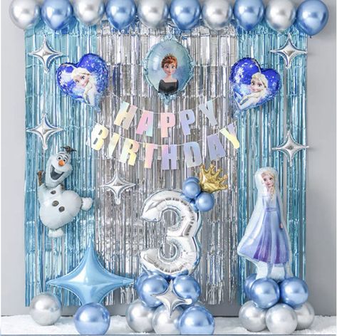 Frozen Balloons, Frozen Birthday Party Decorations, Elsa Birthday Party, Frozen Bday Party, Frozen Party Decorations, Disney Frozen Birthday Party, Frozen Birthday Theme, Disney Frozen Party, Fest Temaer