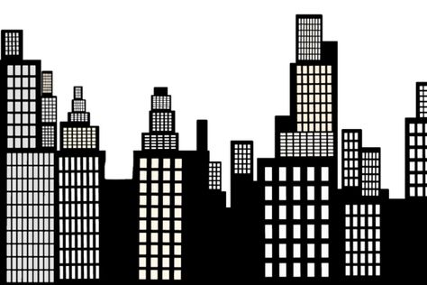 City Lights Sketch, Comic City Background Cityscapes, Buildings Graphic Design, Spiderman Building Background, Drawing Ideas City, Futurism Building, Sunrise Sketch, Town Silhouette, City Shadow