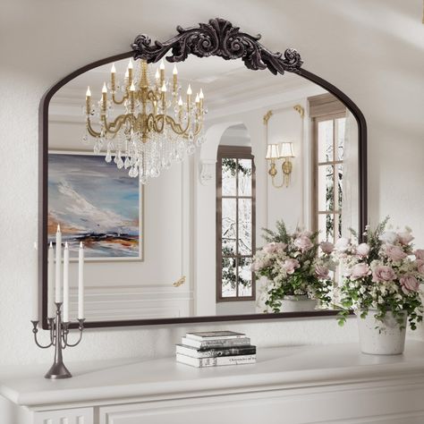 Ethem  Metal Arch Wall Mirror Vintage Silver Mirror, Mirror Above Buffet, Large Mirror In Dining Room, Arched Mirror Decor Living Room, Mirror Above Console Table, Mirror Over Console Table, Mirror Over Mantle, Dinning Room Mirror, Mantle Mirrors