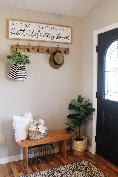 Boho Entryway, Entryway Decor Small, Farmhouse Entryway, Entryway Wall Decor, Small Entryways, Entryway Wall, Bench Decor, Small Entryway, Home Entrance Decor