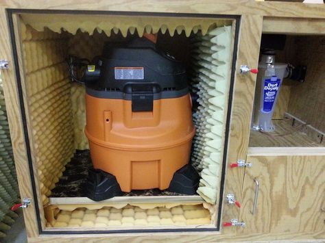 Portable Dust Collection System with Noise Reduction & Dust Separator using Shop Vac Dust Collection Cabinet, Cnc Dust Collection, Shop Dust Collection, Dust Collection System, Shop Vacuum, Tool Storage Diy, Garage Work Bench, Diy Garage Storage, Wood Shop Projects