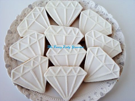 Diamond Cookies | Amanda | Flickr Diamond Cookies, Bachelorette Cookies, Anniversary Cookies, Sanding Sugar, Glitter Ring, Diamond Party, 60 Wedding Anniversary, Shaped Cookies, Diamond Bling