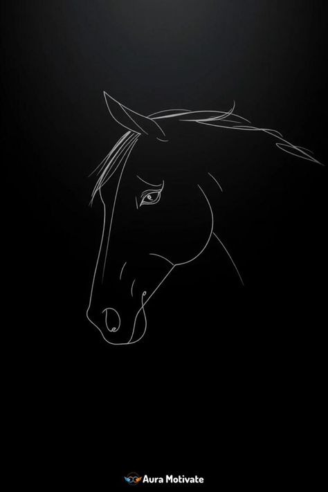 The elegance of a horse’s head portrayed using only white lines on a black canvas Elegant Horse, Face Line Drawing, Horse Illustration, Face Lines, Horse Drawing, A Horse, Black Canvas, Minimalist Art, Line Drawing