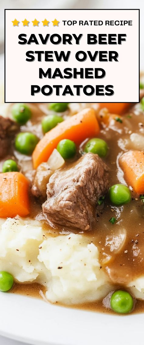 Image for Beef Stew Over Mashed Potatoes Beef Stew Dinner Party, Beef Stew And Potatoes, Beef Stew Crock Pot Recipes Over Mashed Potatoes, Beef Stew And Mashed Potatoes, Mashed Potatoes And Meat, Beef And Mashed Potatoes Recipes, Beef Stew With Gravy, Beef Stew Over Mashed Potatoes, Beef Stew With Mashed Potatoes