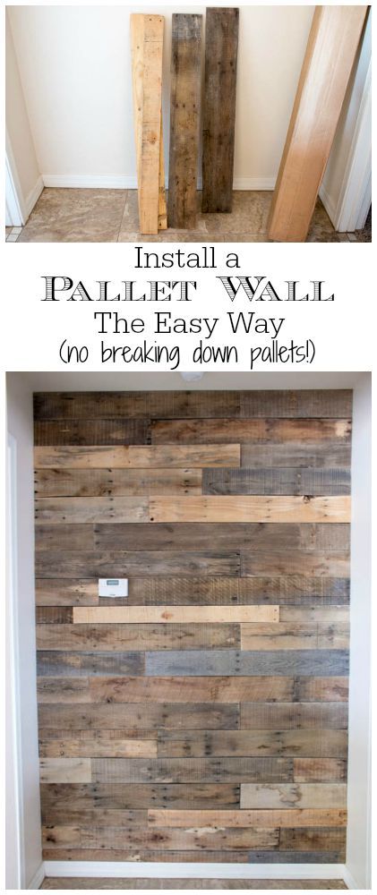 Install a Pallet Wall The Easy Way Palet Bed, Pallet Wood Wall, Diy Pallet Wall, Pallet Walls, Pallet Wall, Pallet Crafts, Wood Pallet Projects, Diy Pallet Projects, Diy Pallet