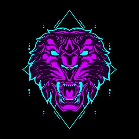 Jaguar Vector, Purple Tiger, Charger Hellcat, Dodge Charger Hellcat, Wild Tiger, Geometric Fashion, Big Boss, Tiger Head, Graphic Editing