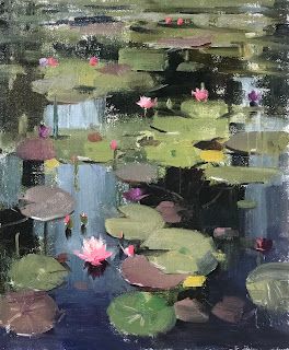 qiang-huang, a daily painter: 2021 Waterlily Oil Painting, Waterlily Watercolor, Waterlily Painting, Qiang Huang, Lily Paintings, Water Lilies Painting, Lily Garden, Lily Painting, Instagram Painting