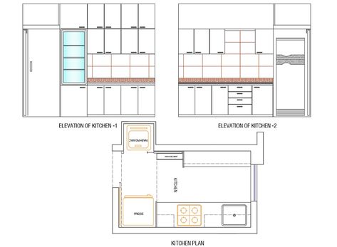 Modular Kitchen Furniture Plan and Elevation AutoCAD drawing Modular Kitchen Autocad Drawing, Kitchen Plan And Elevation, Kitchen Details Drawing, Kitchen Measurements Layout, Kitchen Elevation Drawing, Kitchen Layout Drawing, Civil Plan, Furniture Elevation, Kitchen Plans Layout