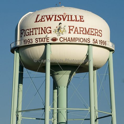 A view of a water tower in Lewisville, Texas. Description from flickr.com. I… Lewisville Texas, Windmill Water, Retaining Water, Gas Pipeline, Water Towers, Moving To Florida, Johnson Family, Texas State, Water Tower