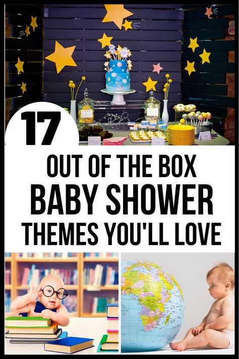 Want something different? Try these unique baby shower themes that you haven't heard of yet! This list of baby shower ideas will help you plan the best shower ever. #babyshower #babyshowerthemes #babyshowerparty #themedshower #partyideas Non Themed Baby Shower Ideas, Art Baby Shower Theme, Cool Baby Shower Themes, Third Baby Shower Ideas, 3rd Baby Shower Ideas, Unusual Baby Shower Themes, Unique Baby Boy Shower Ideas, Unknown Gender Baby Shower Ideas, Evening Baby Shower Ideas