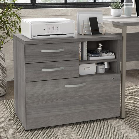 Workplace Organization, Hybrid Office, Office Storage Cabinet, Gray Office, Lateral Filing Cabinet, Office File Cabinets, Drawers And Shelves, Cabinet With Drawers, Filing Cabinet Storage