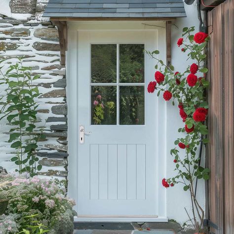 External Double Glazed Doors Cottage Style Front Doors, Cottage Entrance, Cottage Doors, Cottage Style Doors, House Entrance Doors, Country Front Door, Front Doors Uk, Country Patio, Cottagecore Garden