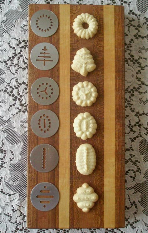 Pressed Butter (Spritz) Cookies, Gluten-Free Spitz Cookies, Gluten Free Spritz Cookies, Pressed Cookies, Press Cookies, Butter Spritz Cookies, Cookie Press Recipes, Spritz Cookie, Spritz Cookie Recipe, Christmas Shapes