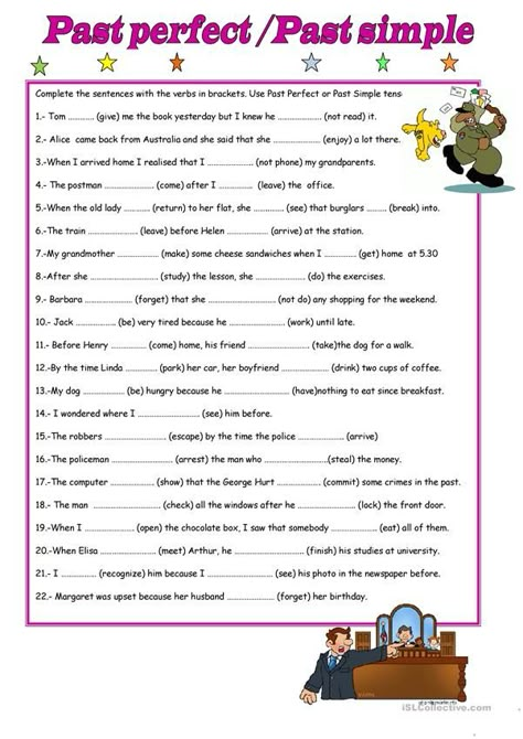 PAST PERFECT vs PAST SIMPLE - English ESL Worksheets for distance learning and physical classrooms Simple Past Tense Worksheet, Past Tense Worksheet, Past Continuous, Simple Past, Simple Past Tense, Past Simple, Simple Present, Perfect Tense, Teaching English Grammar