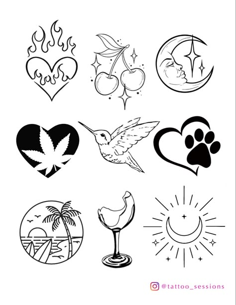 Tattoo flash sheet cool art design Tat Stencils, Flash Art Tattoos, Tato Flash, Basic Tattoos, Beginner Tattoos, Cool Tattoo Drawings, Petit Tattoo, Tattoos Mandala, Sharpie Tattoos