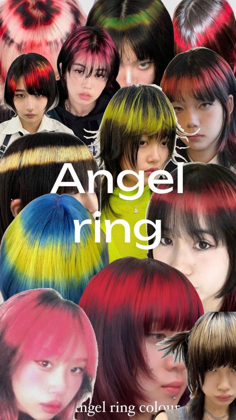 angel ring #hair #multicolour #angelring #halo #angel #inspo #hairinspo #firstpost Angel Halo Hair Dye, Halo Bleach Hair, Angel Ring Hair Dye, Angel Ring Hair, Halo Hair Dye, Halo Hair Dye Style, Raccoon Stripes, Halo Angel, Dyed Hair Men